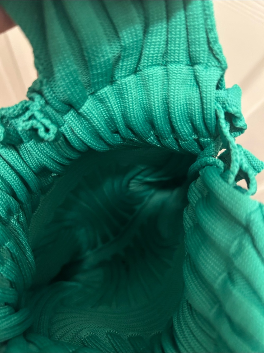Stannum Green Ribbed Knit Drawstring Mini Backpack Handbag - Picture 3 of 3